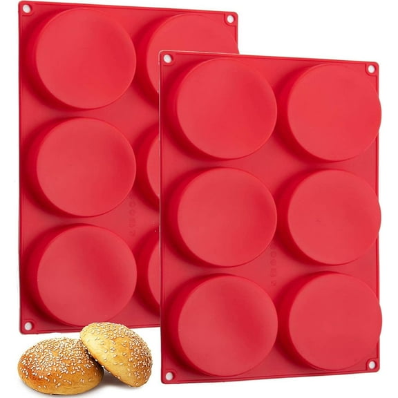 2 Pcs Large Silicone Molds for Baking,4 Inch Muffin Top Pan Egg Sandwish Mold Small Layer Cake Molds Round Disc Pan for Mini Cake,Jumbo Muffin Top,Bun,Custard,Tart,Resin Coaster