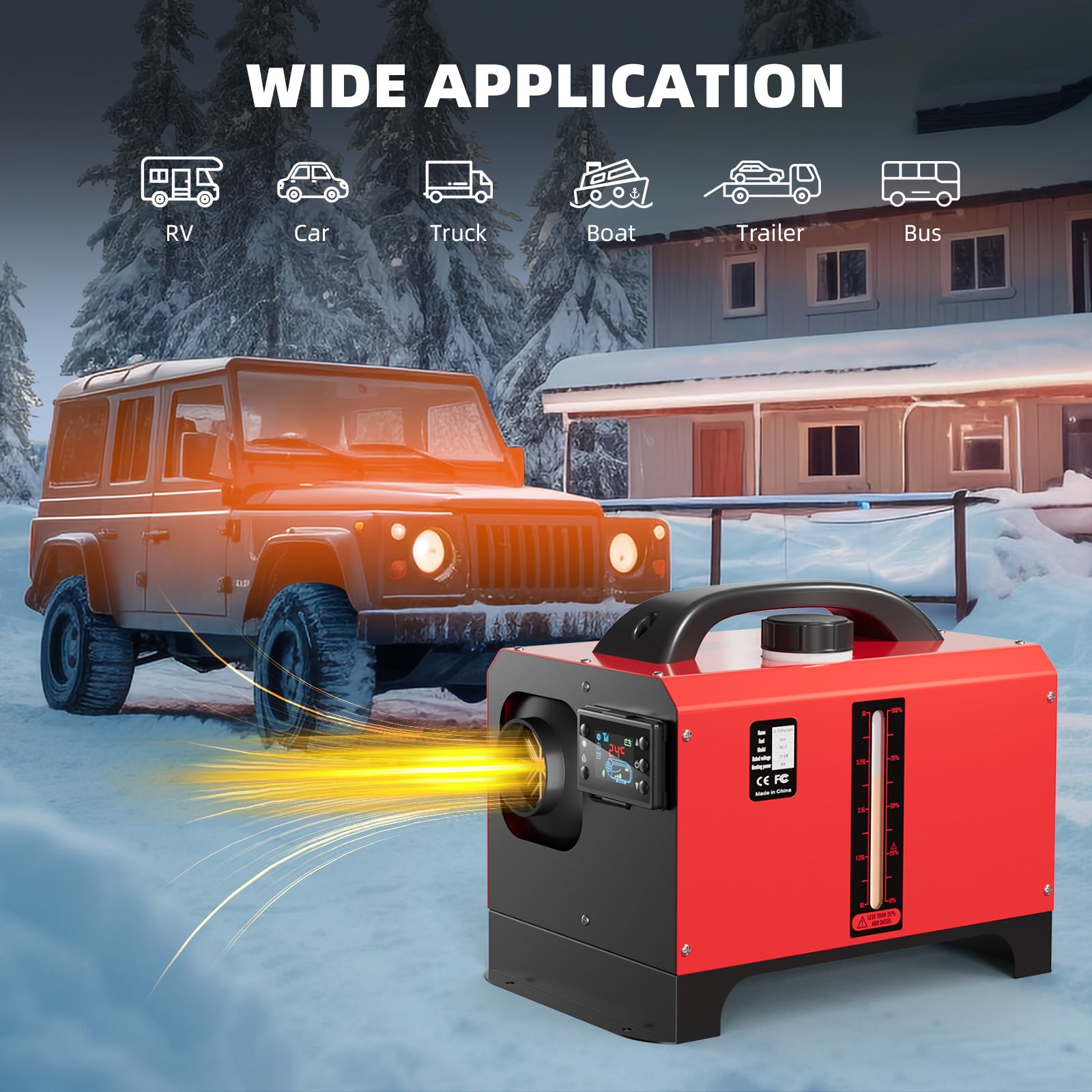 Diesel Heater 12V, Portable 8KW Air Heater with LCD Switch & Remote Control