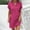 Watermelon Red, variant on Eagokdc Women's Casual Loose Fit Solid Color Short Sleeve V-Neck Pocket Dress Knee-Length Mini Dresses Size S-2XL