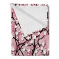 thumbnail image 2 of Japanese Soft Flannel Fleece Blanket, Japanese Sakura Tree Flowers on Umbrellas and Curved Branches Romantic Blooms Art, Cozy Plush for Indoor and Outdoor Use, 50" x 60", Black Pink, by Ambesonne, 2 of 5