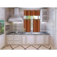 thumbnail image 1 of 3-Piece K9 BRICK Light Filtering 2 layered Bronze Grommest Kitchen Bathroom Curtain Set, Two (2) Tier Panels Solid Color Linen + One (1) Matching Swag Valance Included, 1 of 1