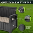 thumbnail image 3 of EconoHome 3 Seat Outdoor Storage Bench - 90 Gallon Capacity - Weatherproof Resin Bench for Patio, Porch, Garden, Yard, Pool Area - Furniture for Pool Accessories, Gardening Tools, Toys, 3 of 10