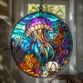 thumbnail image 4 of Jellyfish Suncatcher, Faux Stained Glass Ocean Window Hanging with Coral Reef & Shells, Coastal Gift for Sea Lovers, 4 of 5
