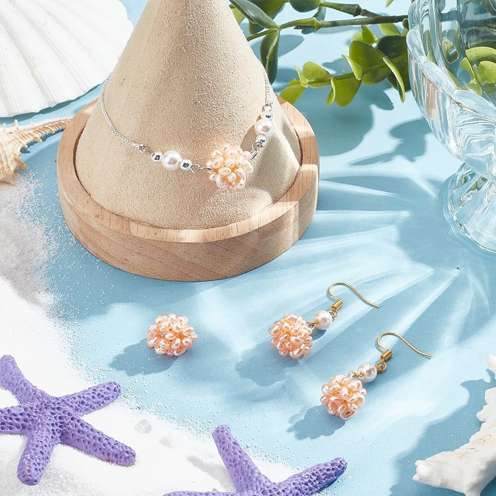4Pcs Natural Freshwater Pearl Cluster Craft Pearls Beads Ball Cluster 12mm Pearl Beads for Jewelry Making Necklace Pendant Earrings Making Hole: 1.5mm Wheat