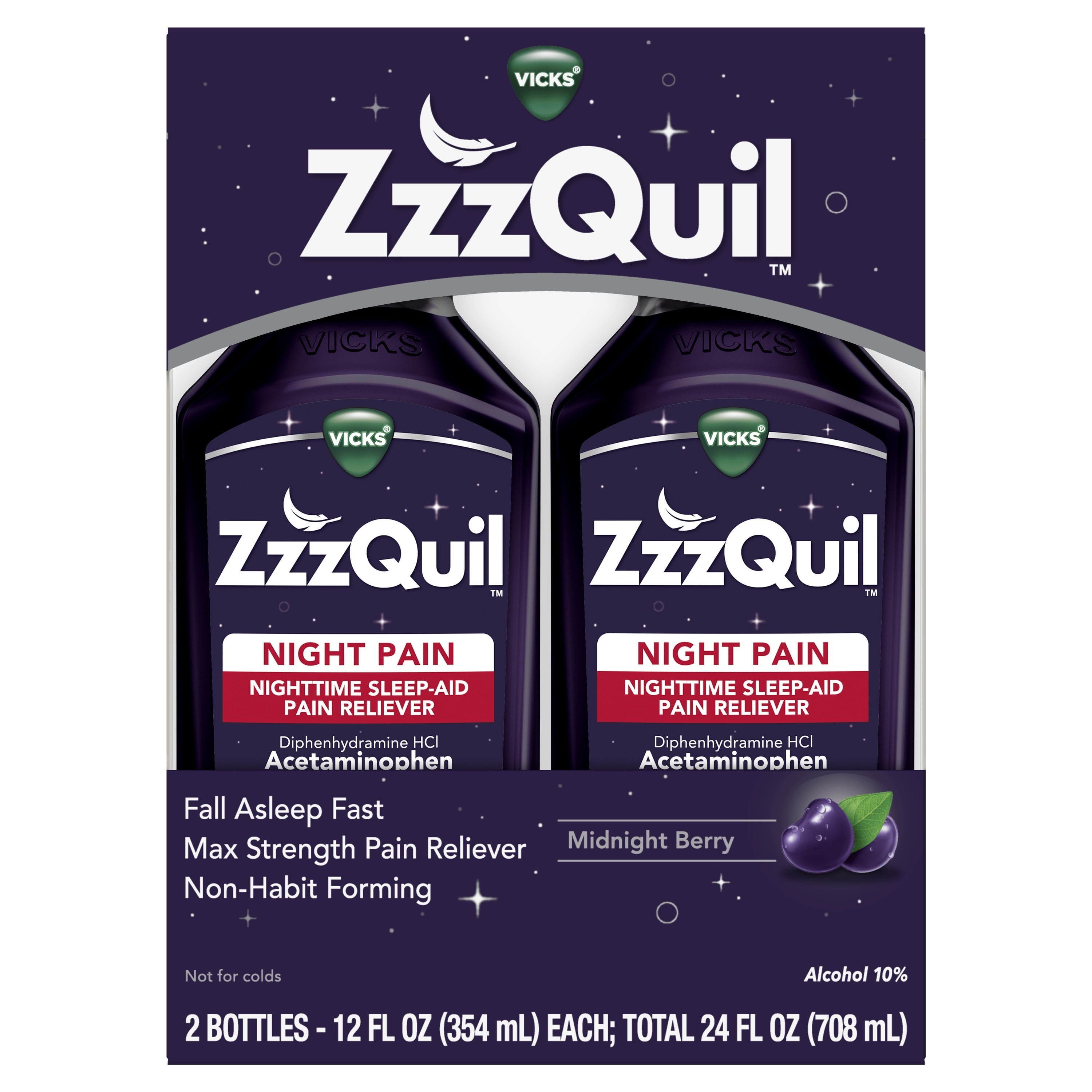 Vicks Zzzquil Nighttime Pain Relief Sleep Aid Liquid, 12 fl oz, 2 Ct