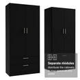 thumbnail image 5 of Madesa 4 Doors 4 Drawers Storage Cabinet Wardrobe with Shelves and Hanging Space 63"L Wooden Armoire Closet Organization Unit for Bedroom and Office - Black, 5 of 12