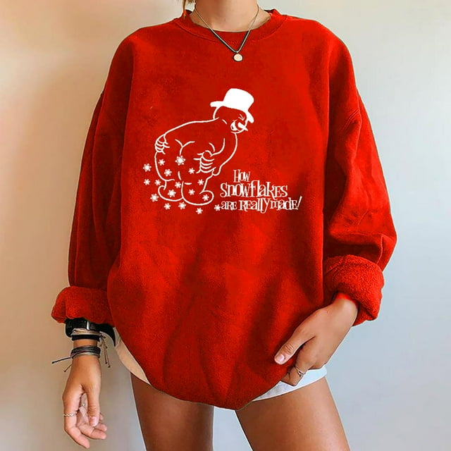 Mode Pull-Over à Col Rond Imprimé pour Femmes Manches Longues Blouse Confortable Chandail en Molleton