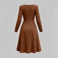 thumbnail image 6 of Fall Long Sleeve Dresses for Women Elegant V Neck Twist Front Waist Casual Midi Party Formal Wedding Guest Dress,Sizes S-2XL, 6 of 9