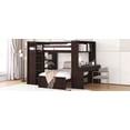 thumbnail image 2 of Full Size Wood High-Rise Bed Frame with Twin Bed Stand, Shelves, Desk & Wardrobe - Espresso, 2 of 18