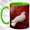 Green, variant on White Dove Coffee Mug, Red Nature Bird Mug, Ceramic 11 oz