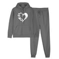 thumbnail image 2 of ibuvkizy Winter Sets Women 2 Piece Outfits!Men's and Women's Sports Tracksuits Long Sleeve Pullover Hoodies Sweatshirt Loose Coat and Sweatpants Fall Winter Suit Dark Gray,XL, 2 of 6