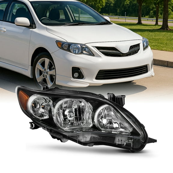 AKKON - For Black 11-13 Toyota Corolla Passenger Right Side Headlight Head Lamp Direct Replacement