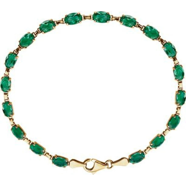 Jewelry by Sweet Pea 14K Yellow Gold LabGrown Emerald 7.25" Bracelet