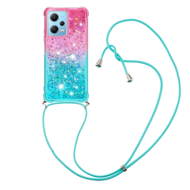 Funda para Xiaomi Redmi Note 12 4G Brillantina Líquida Divertida Reluciente y con Cristales en Movimiento Cuerpo Cruzado con Cordón Ajustable