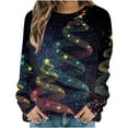 thumbnail image 2 of Craaazy Women's Christmas Colorful Print Shirts Round Neck Loose Long Sleeve Sweatshirt Top Gifts, 2 of 5