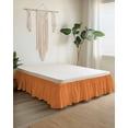 thumbnail image 2 of Orange Morocco Wrap Around Bed Skirts for King Bed 16" Drop,Bed Skirt with Adjustable Elastic Belt Dust Ruffle Bed Valance for Bedroom Hotel Geometric Leaf Diamond Lattice Abstract Bed Frame Cover, 2 of 7