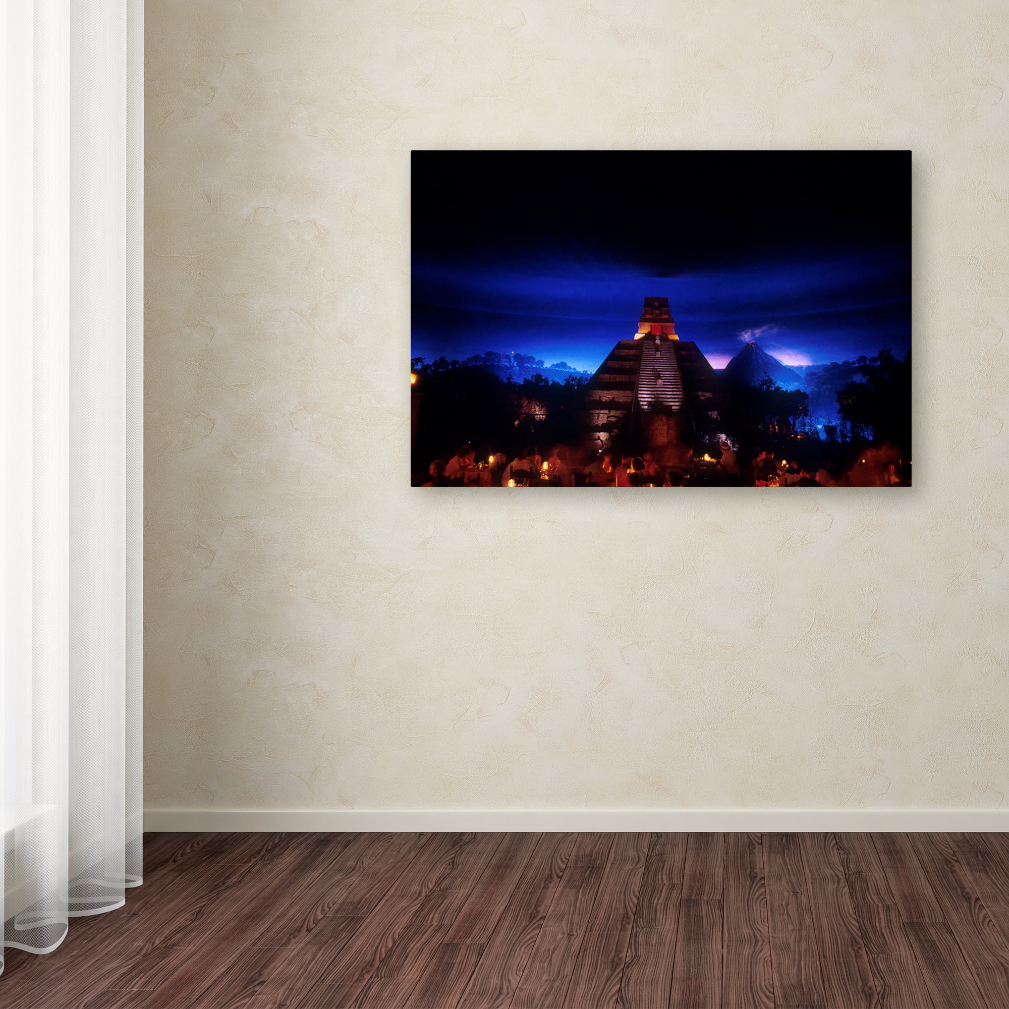 Trademark Fine Art 'Night Epcot Mayan Pyramid 2' Canvas Art by Robert K Jones
