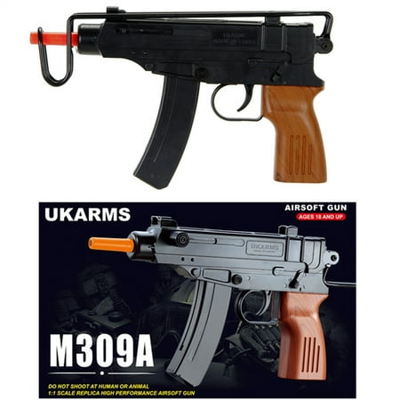 Uzi Submachine Gun Full Auto - M309A UKARMS SPETSNAZ UZI SCORPION Spring Powered Airsoft Gun - Black