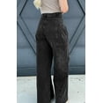 thumbnail image 2 of Women's Dark Grey Pleated Wide Leg Mineral Wash Denim Pants - Chic and Trendy Everyday Wear | [ZhiHiMeRi] | 10, 2 of 6