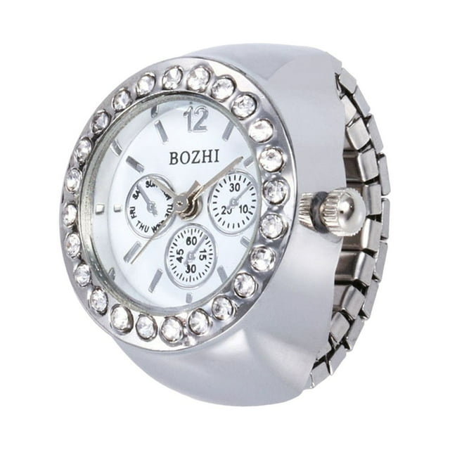 Estbridge Boutique Three Eyes Elegant Ring Watch Roumin Unique Dial Quartz Analog Watch Cool Stretch Quartz Ring Watch Rose Gold