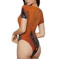 thumbnail image 2 of Fotbe Orange Net Fishing Boat Pattern Women's Crew Neck Short Sleeves Bodysuit Tops Round Neck Slim Sleeveless Soft Comfortable Basic-Small, 2 of 7