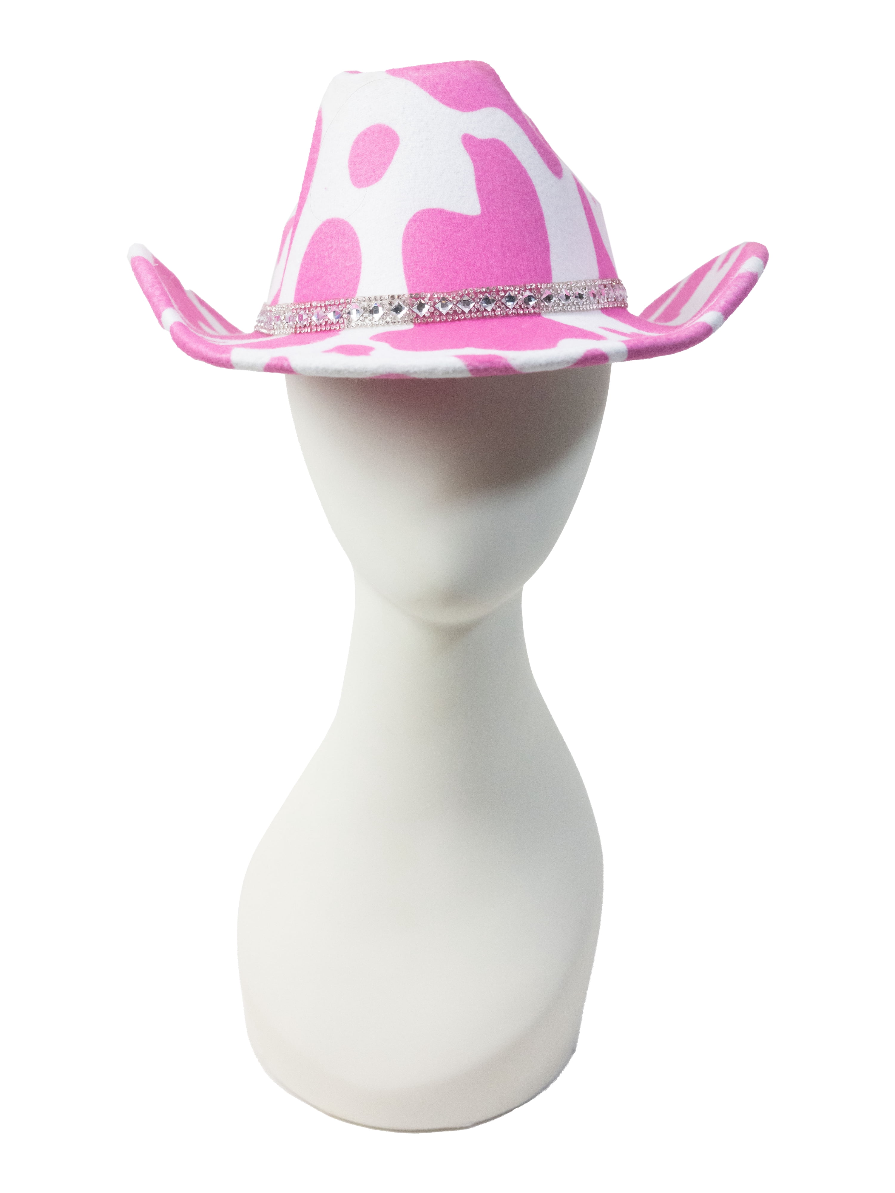 Justice Girls Cowgirl Hat, Pink and White Cow Print