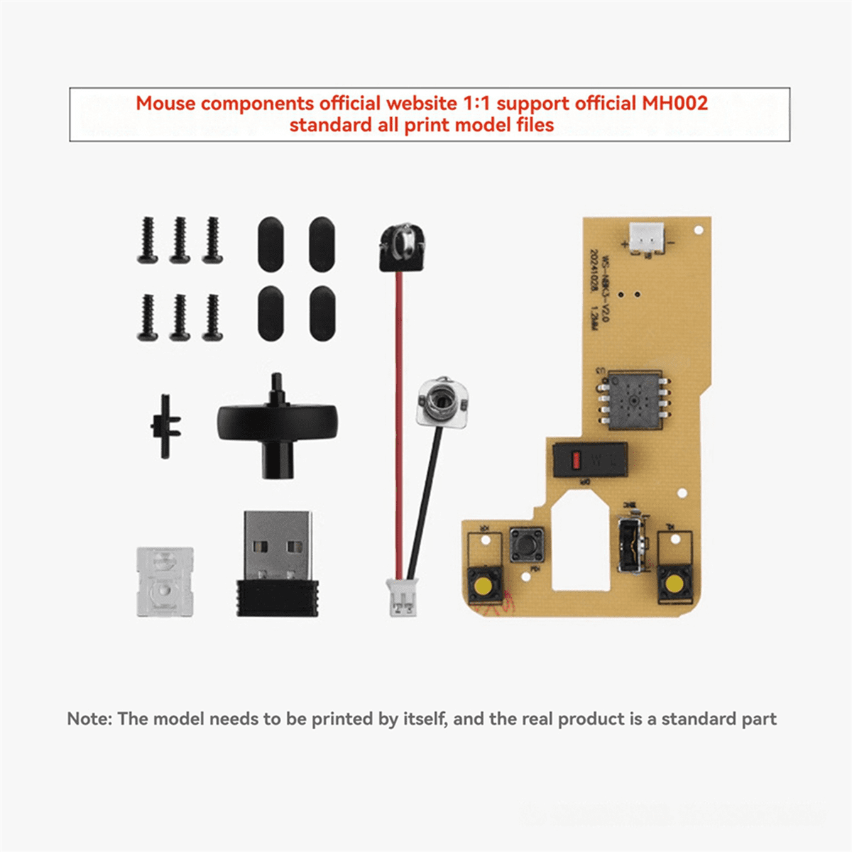 3X for Bamboo Lab DIY 3D Printing Wireless Mouse Kit Model 002 Computer Mouse Components with Printer Parts and Hardware,3 x Wireless Mouse Component Kit