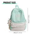 thumbnail image 2 of Lace Plaid Backpack, Mixed Pattern and Ribbon Bows, Spacious Lightweight Backpack for Commute Shopping, Lightweight study Bookbag with Front Zipper and Side Pockets, Green, 2 of 4