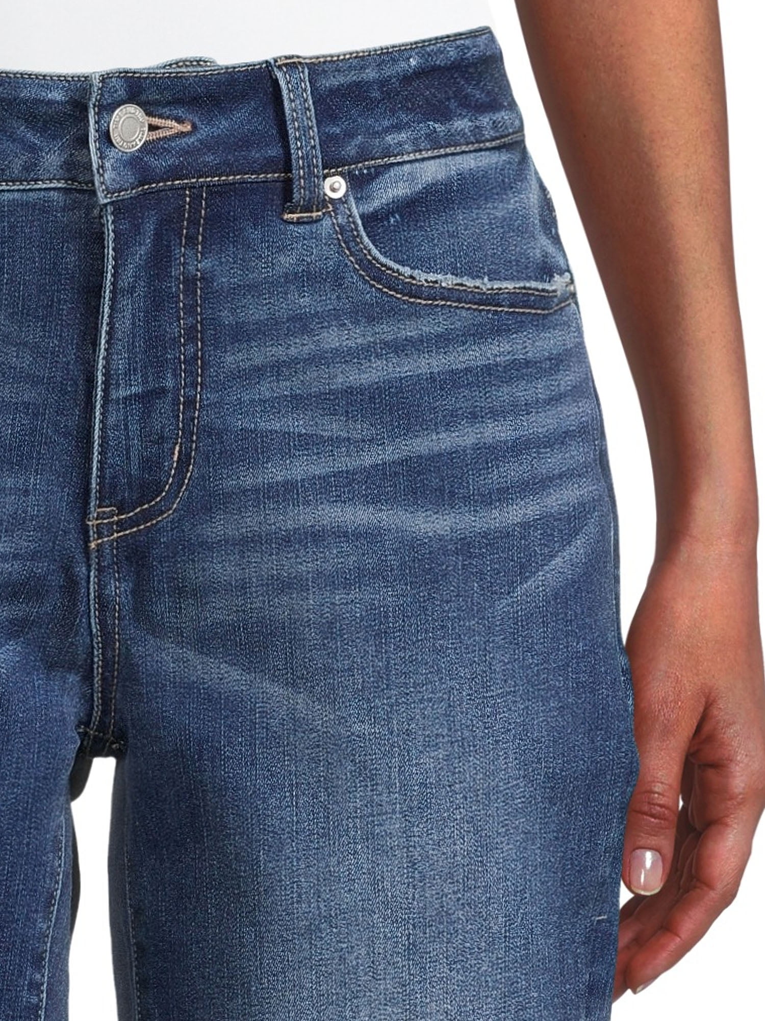 Time and Tru Women's Mid Rise Rolled Cuff Denim Bermuda Short