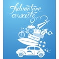 thumbnail image 3 of Adventure Duvet Cover Set, Cursive Written Words with Summer Holiday Items Surfboard Old Car Art on Blue, Decorative 2 Piece Bedding Set with 1 Pillow Shams, Twin Size, Blue and White, by Ambesonne, 3 of 3