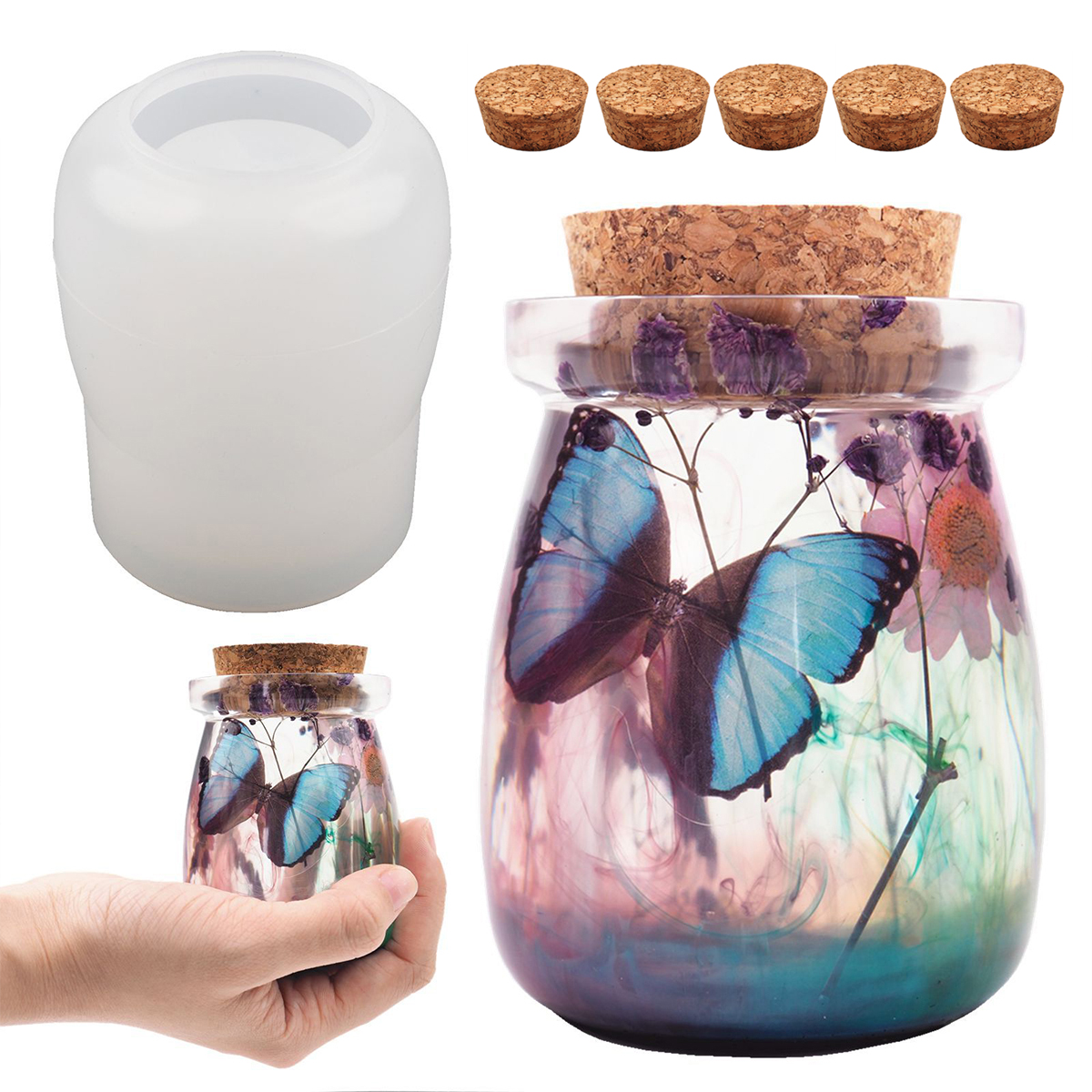 ODOMY Silicone Jar Molds, Jar Resin Molds Silicone, Resin Little Jar