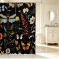 thumbnail image 2 of Erosebridal Bohemian Dragonfly Shower Curtain 72Wx78L,Dreamy Flowers Bath Curtain,Black Blue, 2 of 5