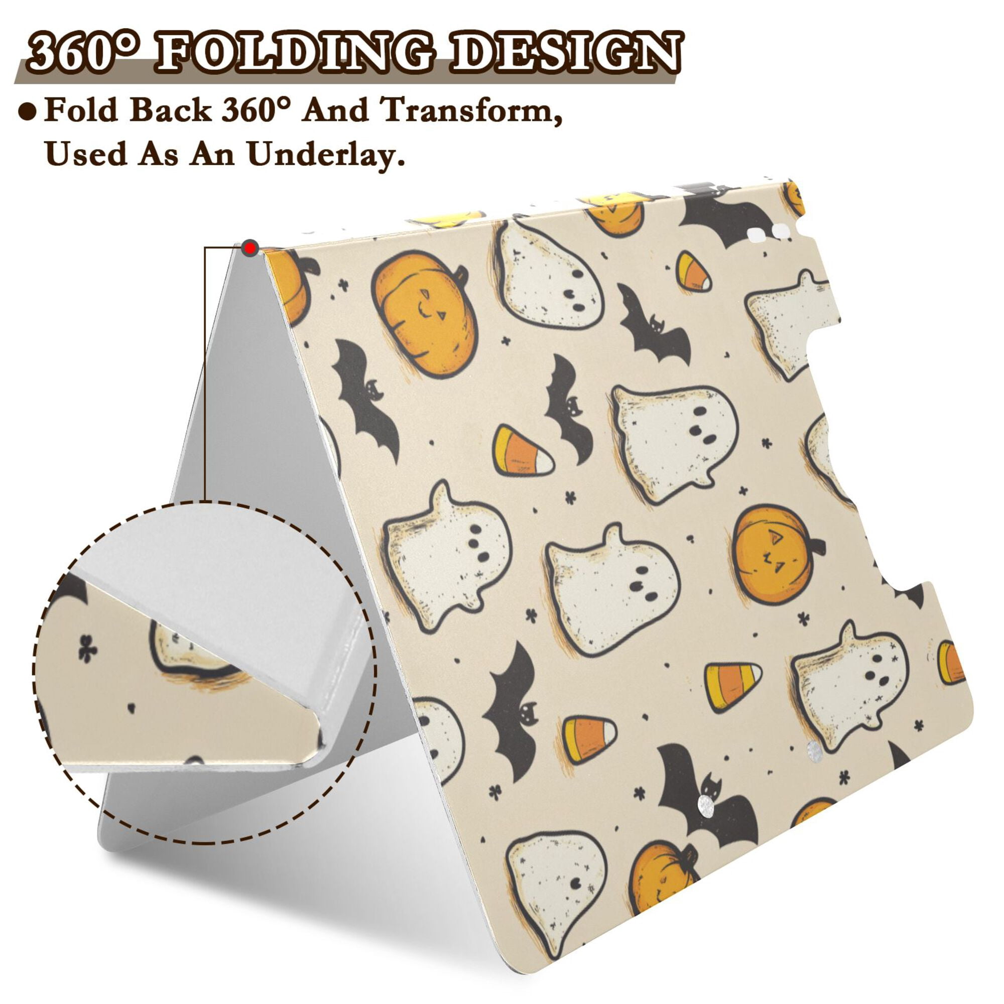 FORMRS A4 Clipboard Folder with Pen Holder Horizontal Foldable School Office Binder, Halloween Cute Ghosts