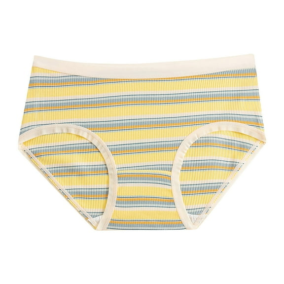 Ashirexll Cotton Underwear for Women Sale! Cute Women Comfortable Print Fashion Medium Waist Briefs Yellow L