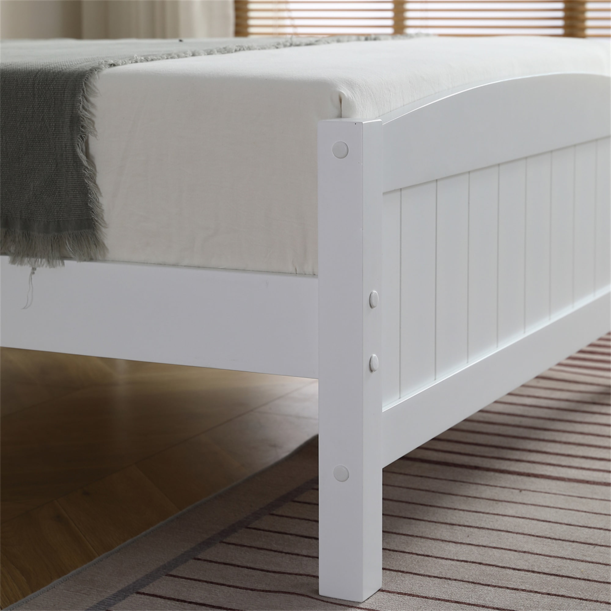 Kadyn White Bed Frame, Solid Wood Bed Frame with Headboard and Footboard, Sturdy Wooden Slats, Children's and Adult Bed Frame, Modern Bedroom Furniture with Center Support Legs Kadyn White Bed Frame, Solid Wood Bed Frame with Headboard and Footboard, Sturdy Wooden Slats, Children's and Adult Bed Frame, Modern Bedroom Furniture with Center Support Legs