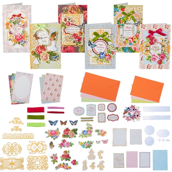 Handmade Greeting Card Making Kits DIY Thank You Card Set Flowers Theme Paper Envelopes Cards Stickers DIY