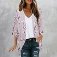 thumbnail image 2 of Nmnitkp Cardigan Women Summer Short Sleeve Cardigan Floral Print Puff Sleeve Kimono Cardigan Loose Cover Up Casual Blouse Tops Summer Blouses for Women 2025, 2 of 4