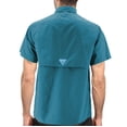 thumbnail image 2 of Men’s Tuna Waterproof Quick Dry UPF 50+ Nylon Short Sleeve Fishing Button Shirt (Teal, M), 2 of 5