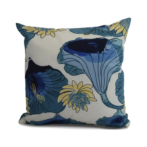 Simply Daisy, 16" x 16" Lotokoi, Floral Print Outdoor Pillow, Teal