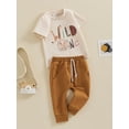 thumbnail image 3 of vera natura Baby Boy 1st Birthday Outfits Letter Print Short Sleeve T-Shirts Elastic Waist Long Pants 2Pcs Clothes Set, 3 of 9