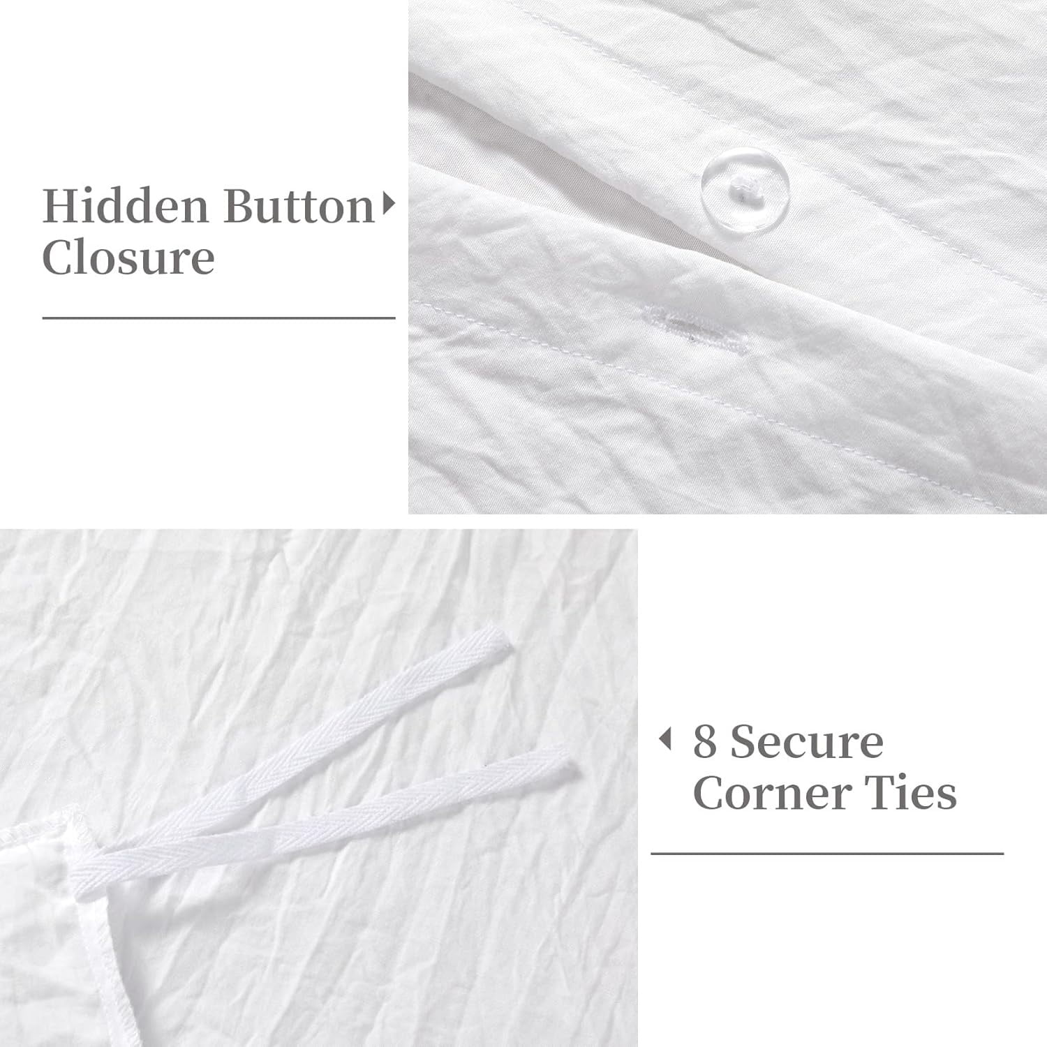 White Ruffle Queen Size Duvet Cover Set, 3PCS Soft Washed Microfiber Vintage French Country Design, 90x90 in, Luxurious Comfort & Easy Care