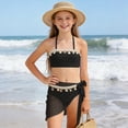 thumbnail image 2 of CAUYDY Children Girls Teen Girls Summer Swimsuit 2 Piece Bathing Suits Cute Bikini Tankini Sets with Cover Ups Beach Skirt for Kid 7T 8T 9T 10T 11T 12T 13T (Sizes 12-13 Years,H03-Black), 2 of 9