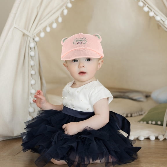 LOLIPPYY 1Pcs Baby Ball Cap Cotton Pink Baseball Cap Style For UV Shield Infants 6-12 Months