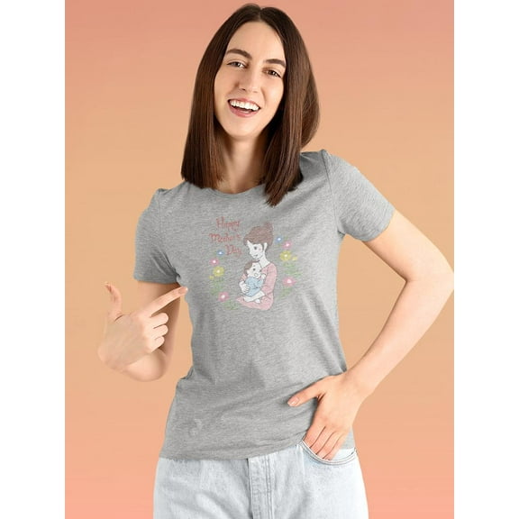 Mothers Day Mom And Baby Boy Shaped T-Shirt Women -Image by Shutterstock, Female Small