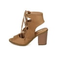 thumbnail image 4 of New Women Soda Race Suede Peep Toe Gilly Tie Block Heel Corset Sandal Size, 4 of 5