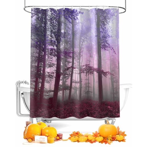 Fall forest Shades of Purple Shower Curtain Set ，Waterproof Fabric Shower Curtains Shower Curtains for Bathroom,Bathroom Decor 72"x72"