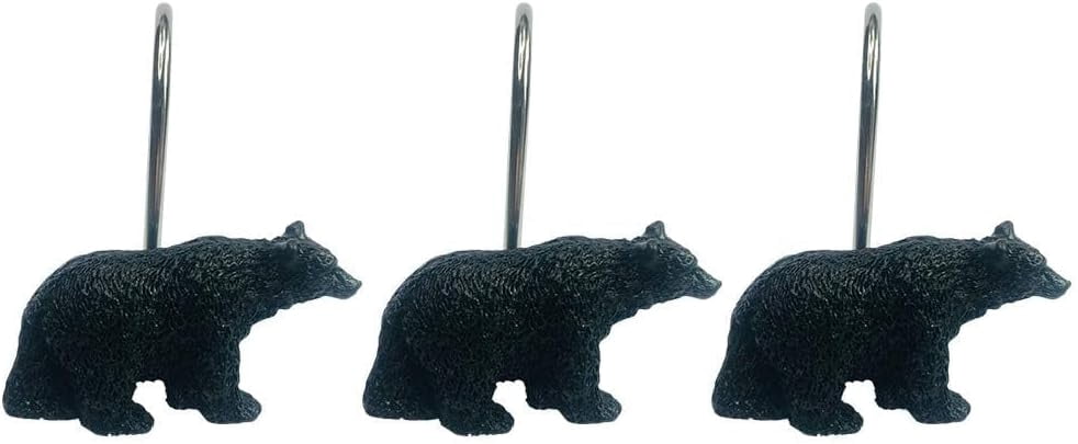 Black Bear Lodge Shower Curtain Hooks Set of 12 Black Bear Lodge Shower Curtain Rins Set of 12