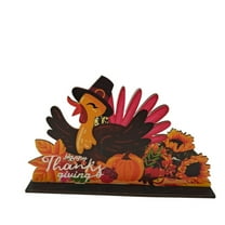 Guozer Turkey Wooden Ornaments 1PCS Fall Room Decor Ornament Thanksgiving Wooden Ornament Desktop Decoration