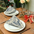 thumbnail image 3 of Satin Native Fab Cotton Dinner Napkin Elegant Blue Damask Pattern Reusable, 3 of 8