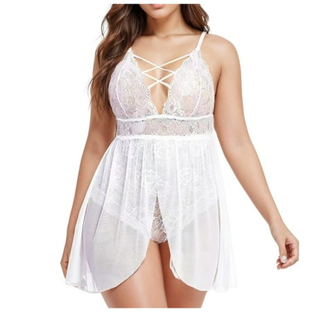 Midwennn Plus Size Summer Sexy Pajamas Women Feel Home Skirt Underwear Shapewear Bodysuits Silk Bodysuit Lingerie for Women
